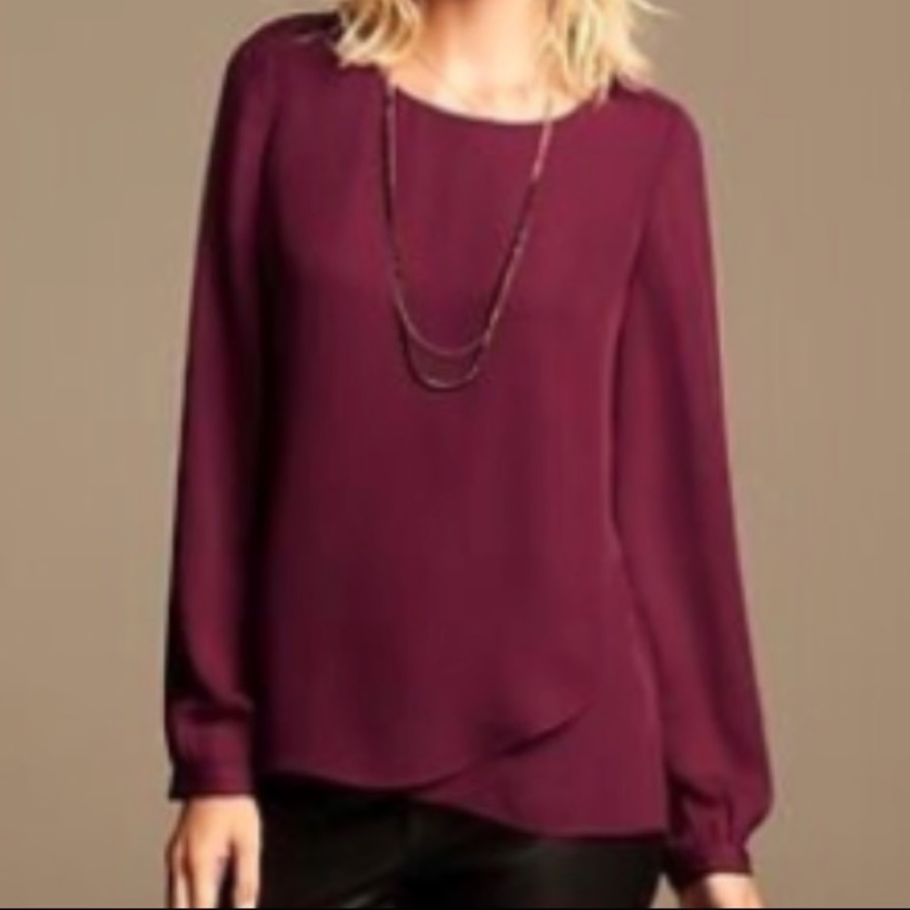 Banana republic magenta tulip hem blouse (XL)
